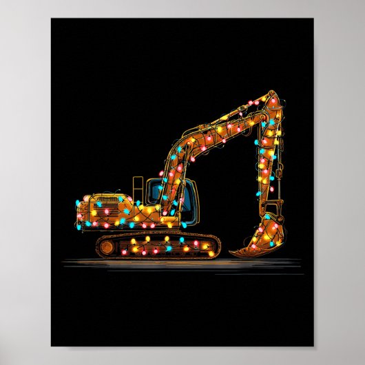 Poster Funny Excavator Christmas Graphics Lights Lover (Devant)