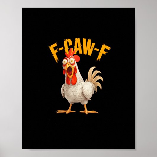 Poster Funny F-Awk-F Chicken F-Caw-F Rooster Pun Retro Vi (Devant)