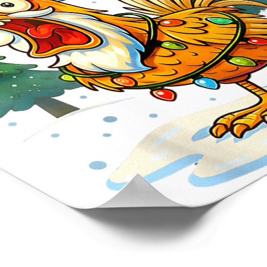 Poster Funny F-caw-f Christmas Chicken Xmas Lights Santa (Coin)