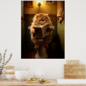Poster Funny Fat Cat Lecture journal sur Toilet (Cuisine)
