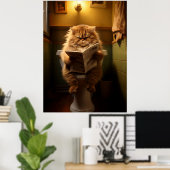 Poster Funny Fat Cat Lecture journal sur Toilet (Bureau à domicile)