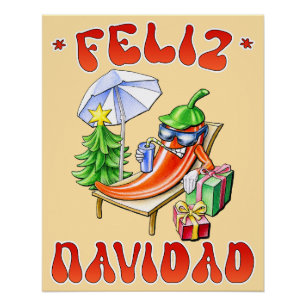 Poster Funny Feliz Navidad Cute Christmas Chili