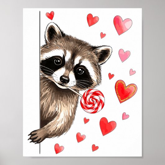 Poster Funny Feral Raccoon Valentine's Day Sarcastic Humo (Devant)