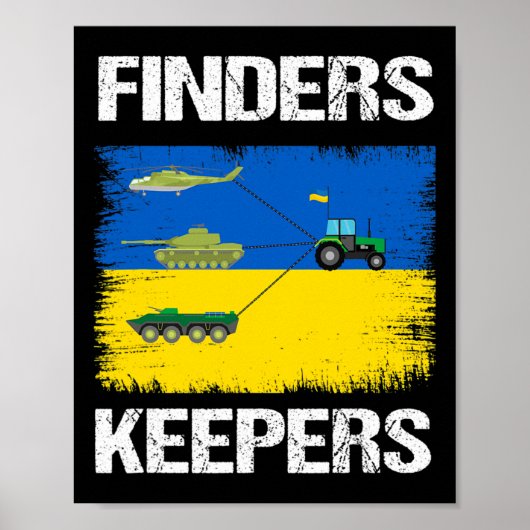 Poster Funny Finders Keepers Farmer Tractor Tank Support (Devant)
