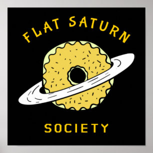 Poster Funny Flat Saturn Society Illustration Donut