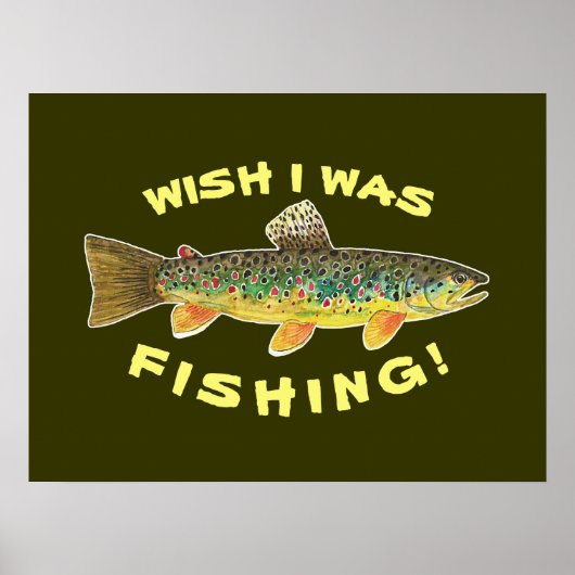 Poster Funny Fly Fishing Trout Afbeelding (Voorkant)
