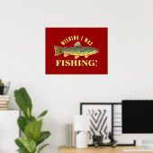 Poster Funny Fly Fishing Trout Afbeelding (Thuiskantoor)