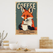 Poster Funny Fox Coffee Art (Cuisine)
