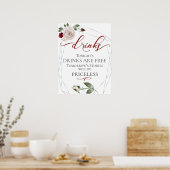 Poster Funny Free Drinks Bar Menu Signer Blush Rose (Cuisine)