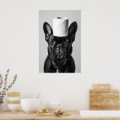 Poster Funny French Bulldog Bathroom Print, Toilet Paper (Cuisine)