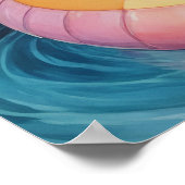 Poster Funny French Bulldog flottant dans un étang (Coin)