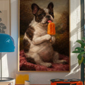 Poster Funny French Bulldog Popsicle Wall Art Print