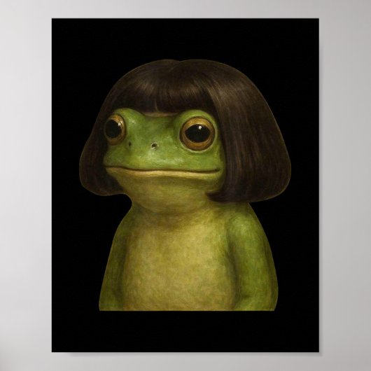 Poster Funny Frog Girl Bob Hair Meme Art (Devant)