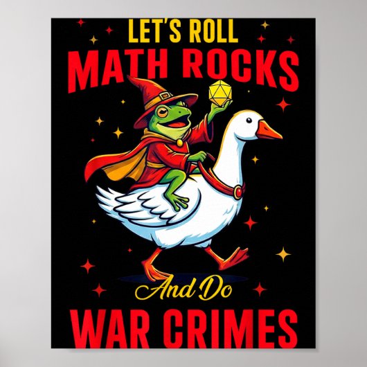 Poster Funny Frog Let's Roll Math Rocks And Do War Crimes (Devant)