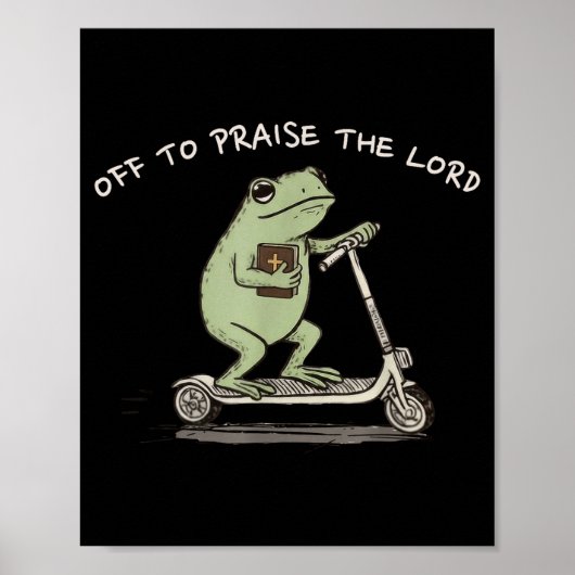 Poster Funny Frog Off To Praise The Lord Christian Scoote (Devant)