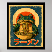 Poster Funny Frog Ramen Kawaii Retro Japanese Rising Sun (Devant)