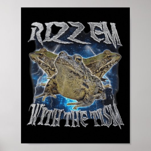 Poster Funny Frog Rizz Em Avec Tism Frog Meme Autisme (Devant)