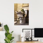 Poster Funny Frog Toilet Print, Newspaper Reading Animal (Bureau à domicile)