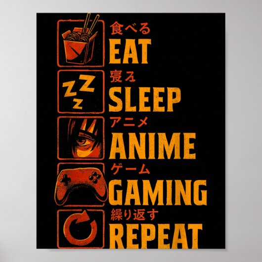 Poster Funny Gamer Anime Graphic Tee Men Boys Teens Video (Devant)