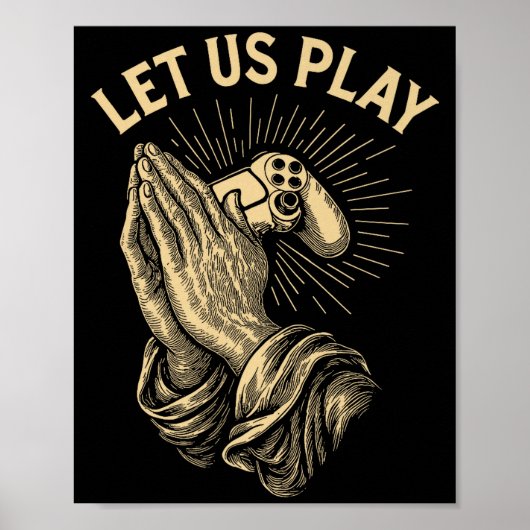 Poster Funny Gamer Prayer Pun Video Game Controller Retro (Devant)