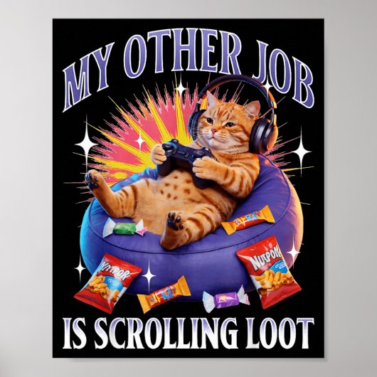 Poster Funny Gaming Gamer Cat  (Devant)