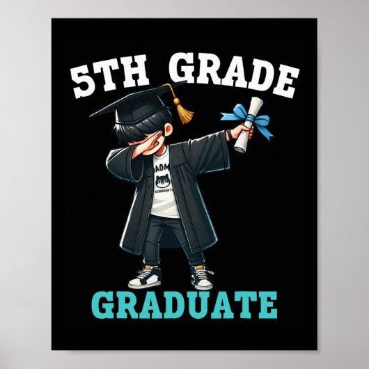 Poster Funny Garçons de 5e année Graduation Grad Dabbing  (Devant)