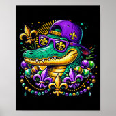 Poster Funny Gator Mardi Gras  (Devant)