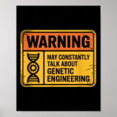 Poster Funny Genetic Engineering Warning Sign Bioengineer (Devant)
