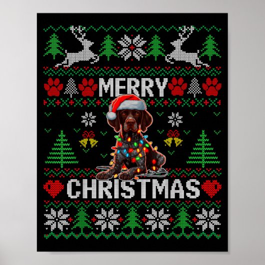 Poster Funny German Shorthaired Inter Dog Ugly Xmas Sweat (Devant)