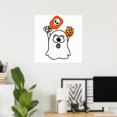 Poster Funny Ghost Playing Pickleball Halloween (Bureau à domicile)