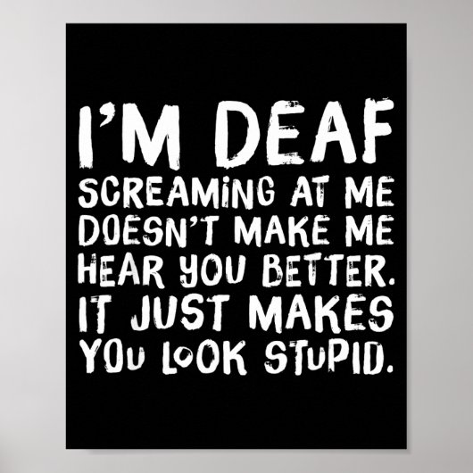 Poster Funny Gift For Deaf People Hearing Joke  (Devant)