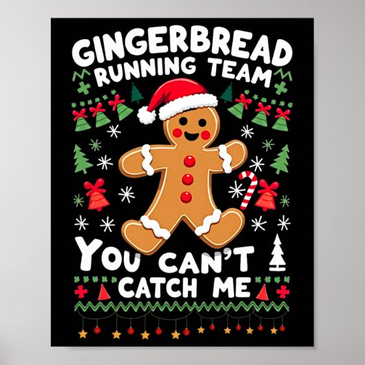 Poster Funny Gingerbread Running Team Ugly Christmas Swea (Devant)