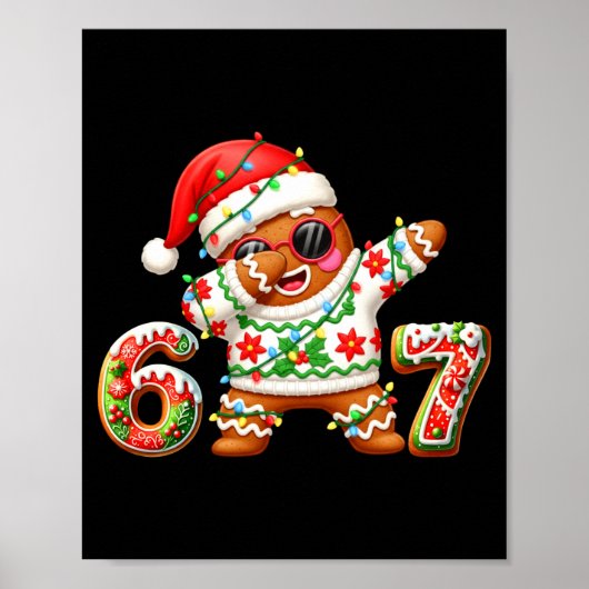 Poster Funny Gingerbread Six Seven 67 Ice Cream Drip Chri (Devant)