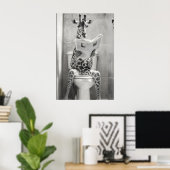 Poster Funny Giraffe Bathroom Print, Reading Newspaper (Bureau à domicile)