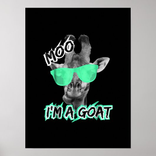 Poster Funny Giraffe Moo Dans le zoo de Goat (Devant)