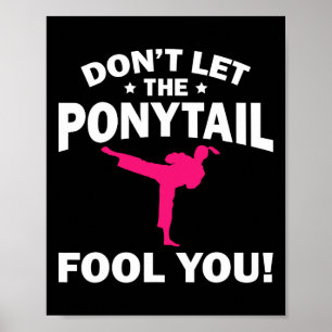 Poster Funny Girl Karate Design Kids Women Kickboxing Bla