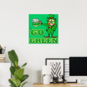 Poster Funny "Go Green" Drinking Leprechaun (Bureau à domicile)