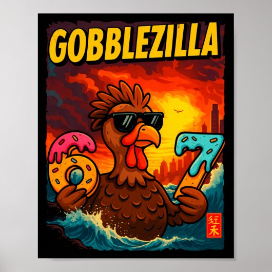 Poster Funny Gobblezilla Meme Thanksgiving And 6-7 Christ (Devant)