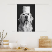 Poster Funny Golden Retriever Bathroom Print, Toilet (Cuisine)