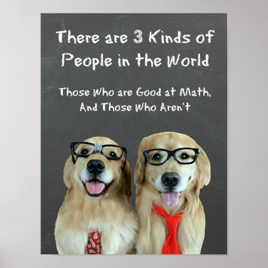 Poster Funny Golden Retriever Math Joke classe (Devant)
