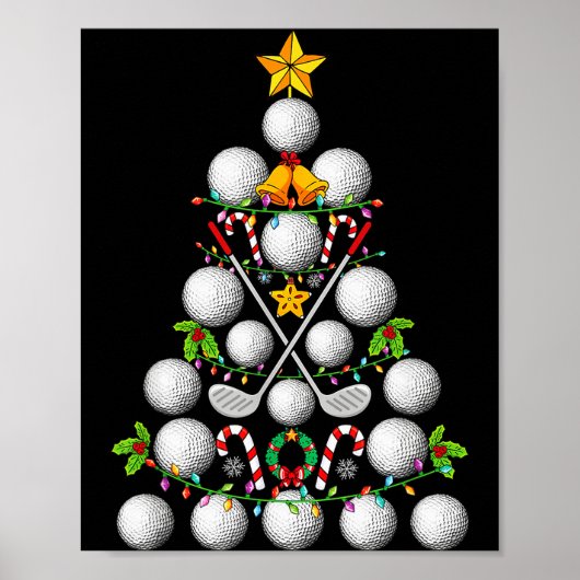 Poster Funny Golf Ball Christmas Tree Christmas Golf Love (Devant)