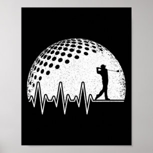 Poster Funny Golf Heartbeat Golf Player Vintage Golfer