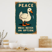 Poster Funny goose with a knife illustration (Cuisine)