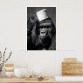 Poster Funny Gorilla Bathroom Art Print, Toilet Paper Hat (Cuisine)