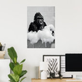 Poster Funny Gorilla Bubble Bath Print, Bathroom Animal (Bureau à domicile)