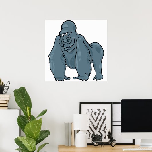Poster Funny Gorilla Cool Bleu Ape Animal Design (Bureau à domicile)