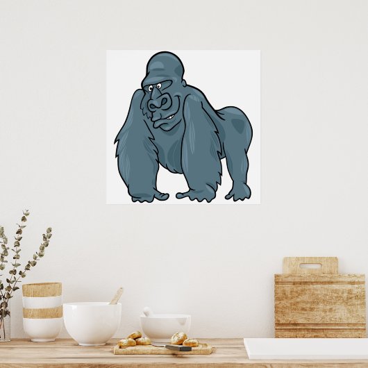 Poster Funny Gorilla Cool Bleu Ape Animal Design (Cuisine)