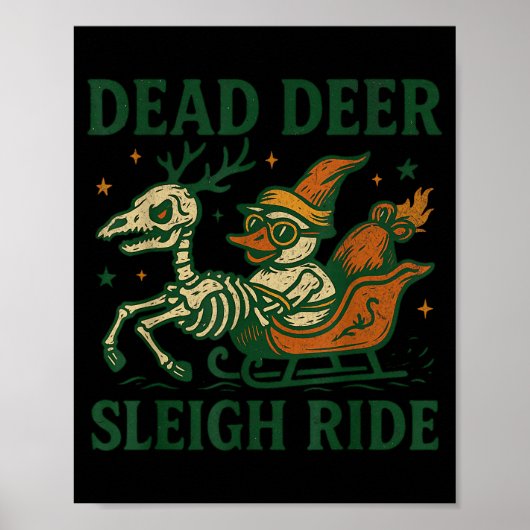 Poster Funny Goth Christmas Pun Y Reindeer Skeleton Xmas (Devant)