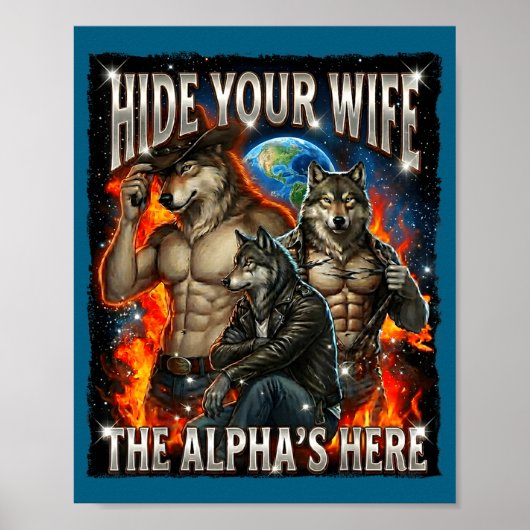 Poster Funny Graphic Tee Cache Ta Femme L'Alpha Est Ici (Devant)