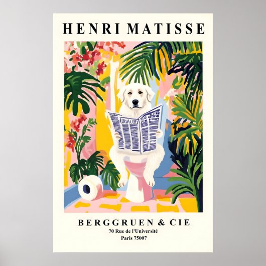 Poster Funny Great Pyrenees Art Print – Matisse Style (Devant)